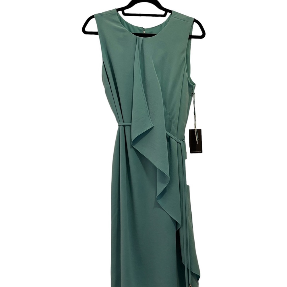 NWT Adrianna Papell, Women’s Sz14 Aruba Blue Gauzy Crepe Drape Front Dress